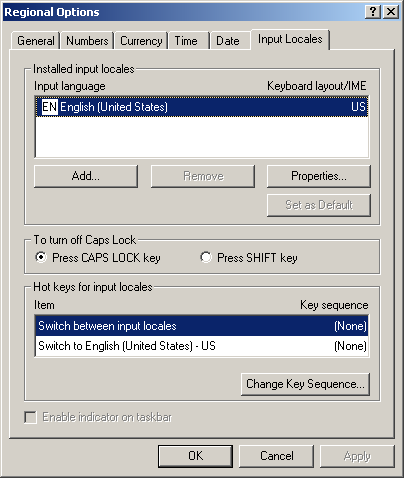 Windows 2000 'Regional Options' dialog box